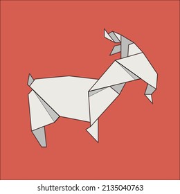 Animales de cabra de diseño plano de origami. conjunto de ilustraciones. Caricatura de la colección de papel plegable. Ilustración vectorial.