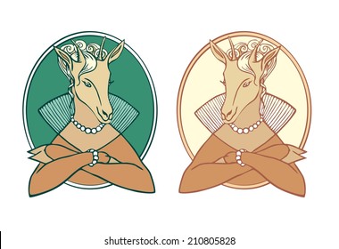 Goat aristocrat. Chinese astrological signs. Vector image