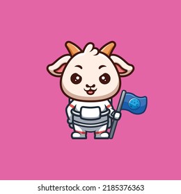 Goat Astronaut Cute Creative Kawaii Cartoon Mascot Logo