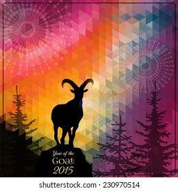 GOAT background.  Chinese astrological sign. New Year 2015. Vector illustration. 