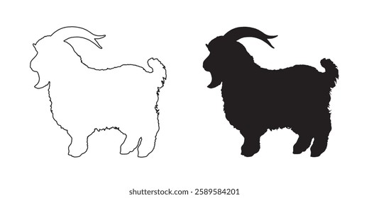 Goat Badge Silhouette - Clean Goat Outline for Print Media
