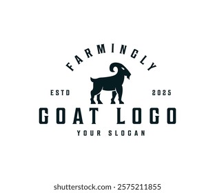 Goat billy goat mountain goat stag male sheep antelope buck vector vintage emblem logo