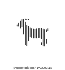 Vector de icono de línea de código de barras negro de cabra sobre fondo blanco.