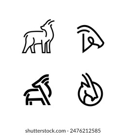 Goat black line icon design illustration template vector