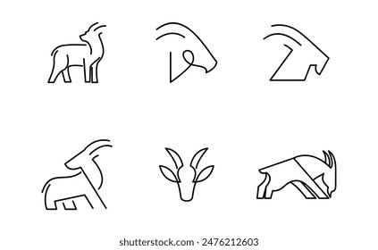 Goat black line icon design illustration template vector