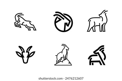 Goat black line icon design illustration template vector