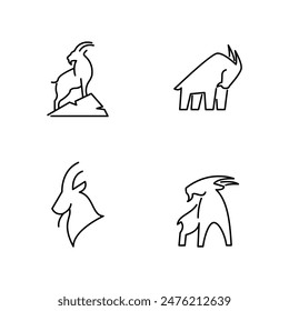 Goat black line icon design illustration template vector