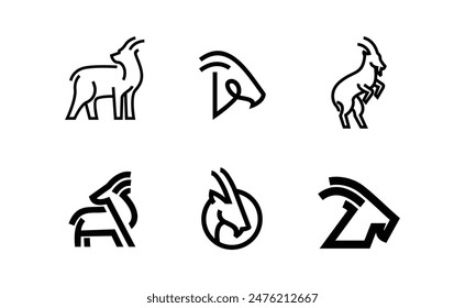 Goat black line icon design illustration template vector