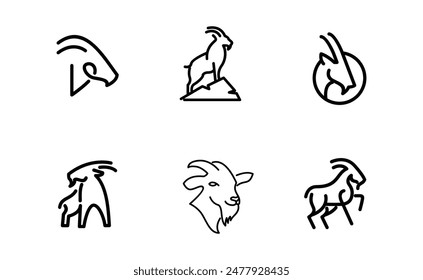 Goat black line icon design illustration template vector