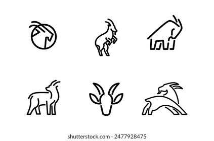 Goat black line icon design illustration template vector