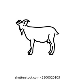 Goat black line icon. Farm animals. Pictogram for web page, mobile app, promo.