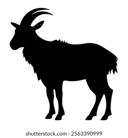 Goat black silhouette vector illustration.