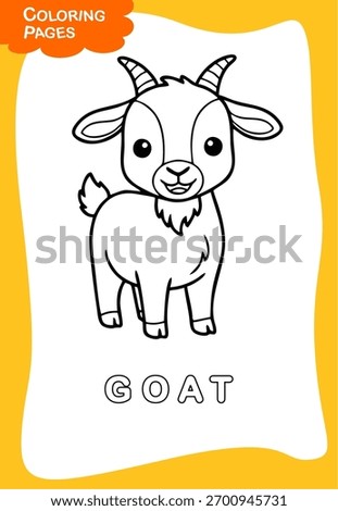 Goat black and white flat design for coloring book of kids