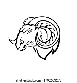goat black and white hand draw