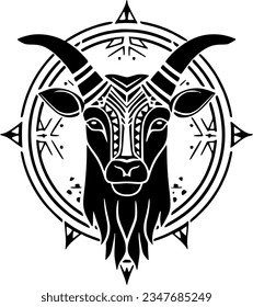 Goat | Black and White Vector illustration