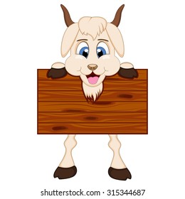 Goat with board cartoon