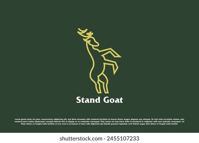 Goat body logo icon illustration. Minimal lines farm animals goats sheep horns animals village village agriculture capricorn wildlife farm. Minimal line art animal abstract geometric design symbol.