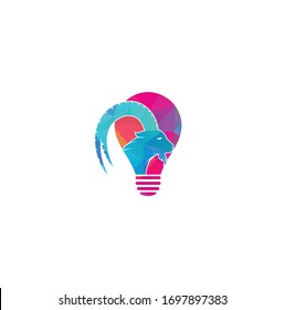 Goat bulb shape concept Logo Template Design. Mountain goat vector logo design. Goat head Logo Template vector icon illustration design	
