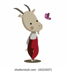 Goat with a butterfly. 