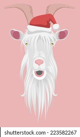 Goat in a cap of Santa Claus