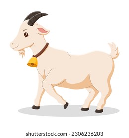 A goat cartoon character. eid al adha mubarak icon. Vector illustration