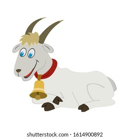 The Goat Cartoon Character. Happy Goat Vector Drawing
