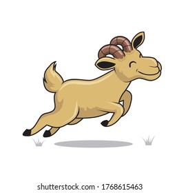 Goat Cartoon Cute Animals Isolated