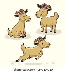 Goat Cartoon Cute Animals Set Collections