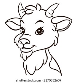 Goat cartoon illustration. Cute baby animal print for t-shirts, mugs, totes, stickers, nursery wall arts, greeting cards, etc. 