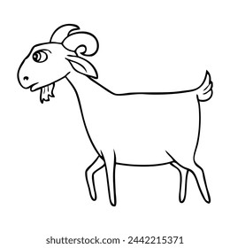 goat cartoon line vector illustration,isolated on white background,top view