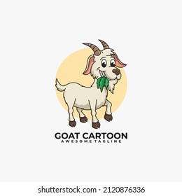 Goat cartoon logo design vector illustration flat color