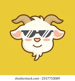 Goat cartoon sticker emotional expression.