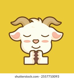 Goat cartoon sticker emotional expression.