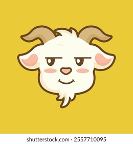 Goat cartoon sticker emotional expression.