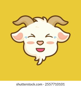 Goat cartoon sticker emotional expression.