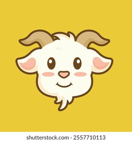 Goat cartoon sticker emotional expression.