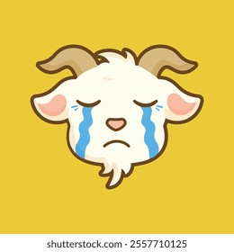 Goat cartoon sticker emotional expression.