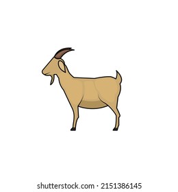 Goat cartoon vector illustration isolated on white background. Farm animal goat cartoon.