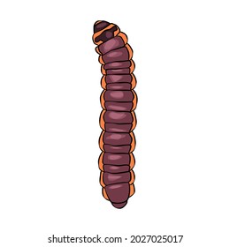 Goat caterpillar - hand drawn vector illustration isolated on white background.
