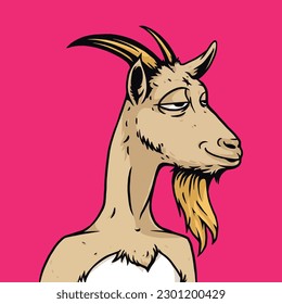 Goat character illustration for t-shirt design, posters and stickers