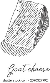  
Ziegenkäsescheibe. Skizzenhafte, handgezeichnete Illustration.