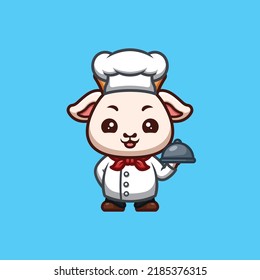 Ziegenköche Cute Creative Kawaii Cartoon Mascot Logo