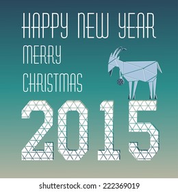 Goat Christmas greeting card with figures