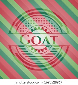 Goat christmas style emblem. Vector Illustration. Detailed.