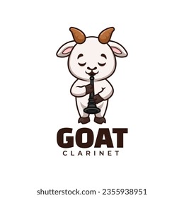 Goat Clarinet Cartoon Mascot Logo Design