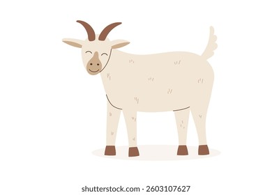 Goat clipart isolated on white background. Vector flat illustration of goat. 