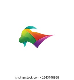 Goat Colorful Illustration Design Logo Vector