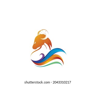 goat colorful logo design template