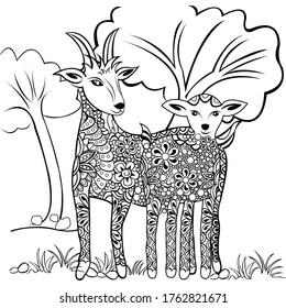 Libro de coloración de cabra para adultos imagen vectorial
