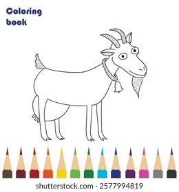 goat coloring book design illustration 